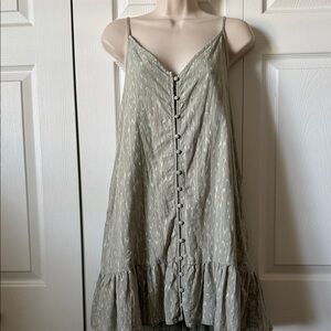 American Eagle Outfitters Lined Olive Mini Dress (sz L). 88% cotton. 12% linen